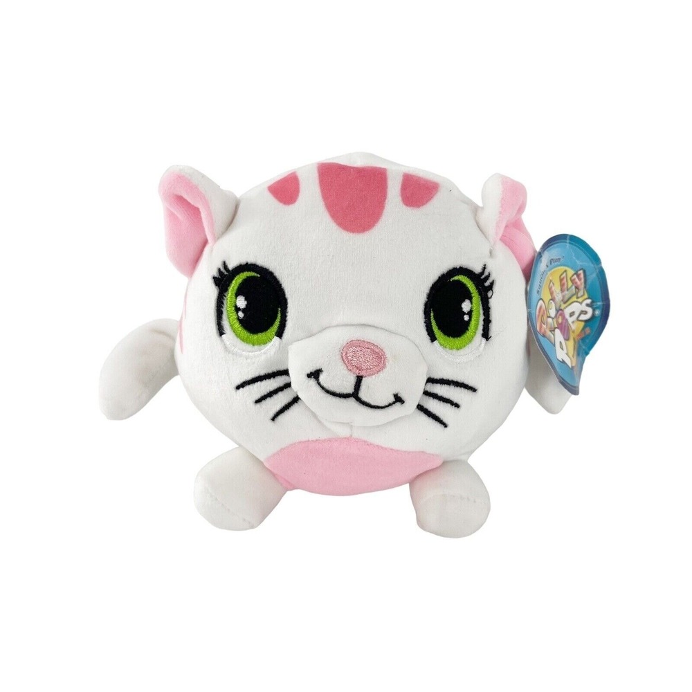 Rolly Pops Series 2 White & Pink Plush Cat By Peek-A-Boo Toys Marshmallow‎